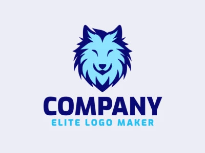 Animal  logo concept with creative approaches forming a blue Wolf.