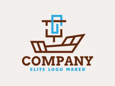 Double meaning logo design with creative concept forming a boat combined with a clip with a refined design, the colors used are brown and blue colors.