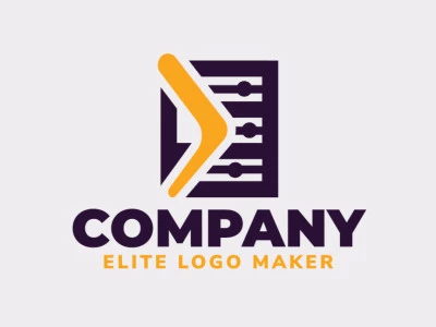 Creative logo in the shape of a boomerang combined with a server, with a refined design and minimalist style.