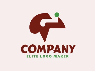 Customizable logo consisting of solid shapes and abstract style forming a brain with brown and green colors.