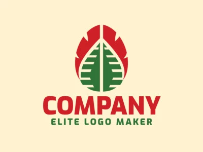 Professional logo in the shape of a brain combined with a leaf with symmetric style, the colors used was green and red.