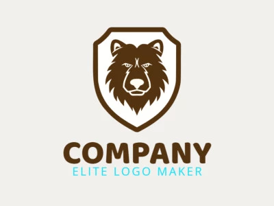 A logo is available for sale in the shape of a brown bear with an abstract design and dark brown color.