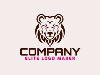 A symmetric logo featuring a brown bear head, blending brown and pink tones, symbolizing strength and compassion.