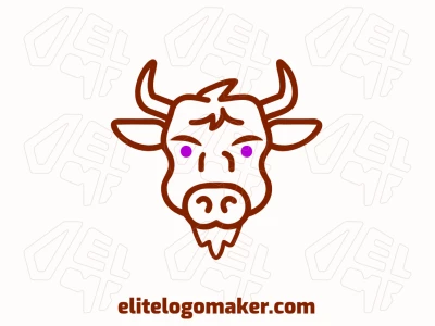 An interesting and cheap logo featuring a brown cow head in a monoline style, creating a clean and rustic look with simple, elegant lines.
