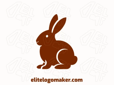 A logo template featuring a brown rabbit in an animal style, designed with detailed lines to create a playful and charming look.