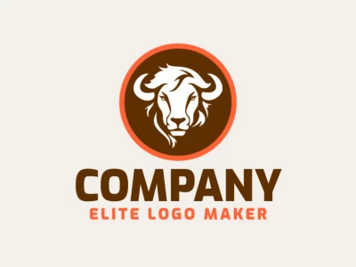 Memorable logo in the shape of a buffalo with abstract style, and customizable colors.