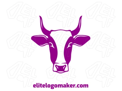 An eye-catching animal design featuring a bull head with a simple design and purple color, creating a bold and vibrant logo with clean lines.