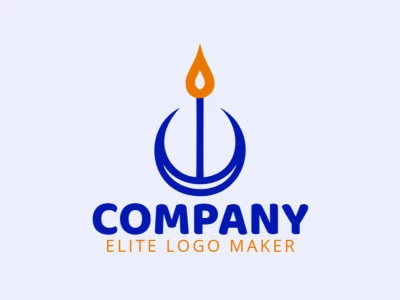 Simple logo composed of abstract shapes forming a candle with orange and dark blue colors.