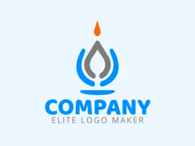 Vector logo in the shape of a candle with multiple lines designed with blue, orange, and grey colors.