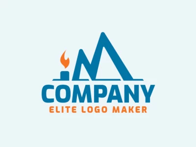 Customizable logo in the shape of a candle combined with a letter "M" composed of an initial letter style with blue and orange colors.