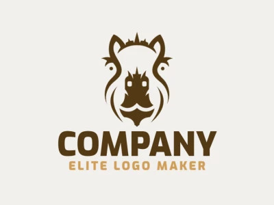 Create a logo for your company, in the shape of a capybara, with symmetric style and brown color.