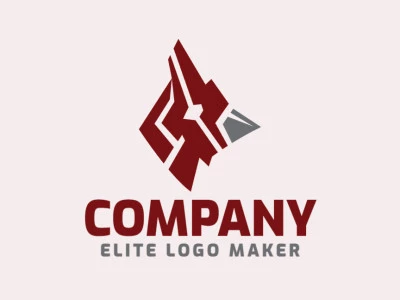 Animal logo template composed of abstract shapes forming a cardinal with gray and red colors.