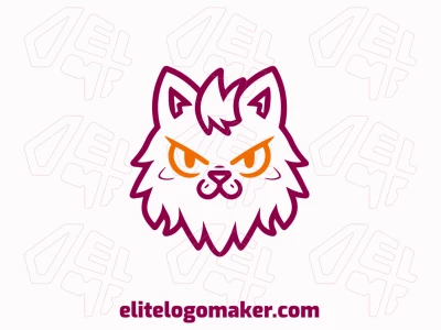 A graceful cat silhouette in an animal style, featuring vibrant orange and pink colors.
