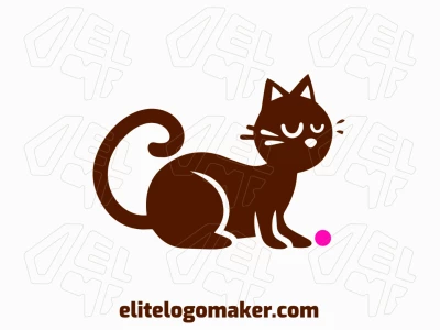 Creative logo design featuring a cat playing, embodying elegance and simplicity with a modern touch.