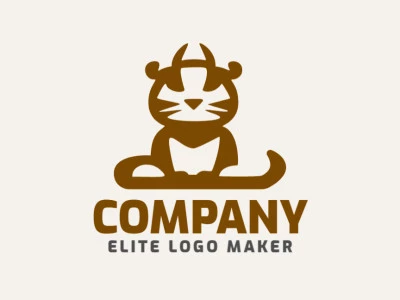 Create a logo for your company in the shape of a cat sitting with a minimalist style and brown color.