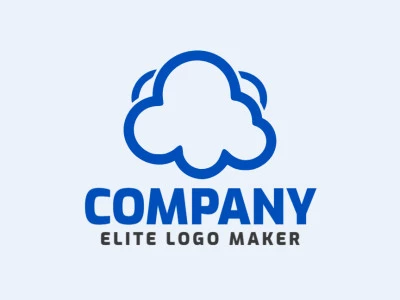 Create a logo for your company in the shape of a cloud with minimalist style and dark blue color.