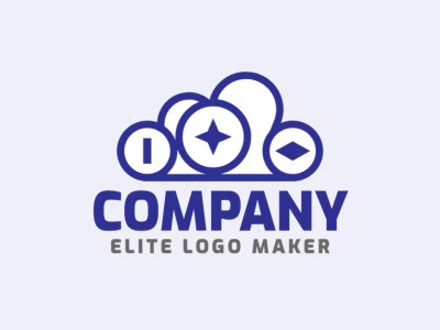 Vector logo in the shape of a cloud combined with eyes with double meaning design and blue color.