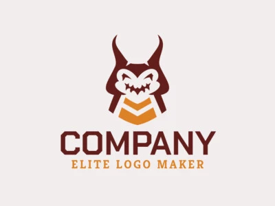 Create a vector logo for your company in the shape of a cockroach with symmetric style, the colors used were brown and orange.