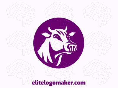 A customizable and professional logo in the shape of a cow with a circular style; the color used was purple.