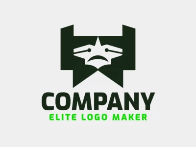 Create your own logo in the shape of a creature, with abstract style and green color.