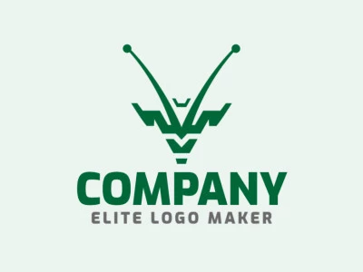 Professional logo in the shape of a cricket insect, with a symmetric style, the color used was green.