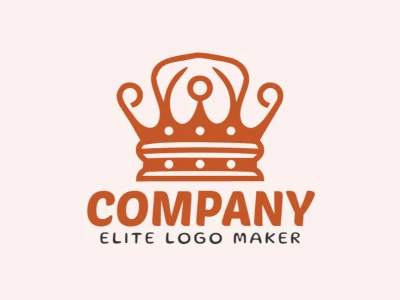 The logo is available for sale in the shape of a crown with a symmetric style and dark orange color.