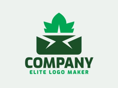 Abstract logo design consists of the combination of a crown with a shape of a leaf with green colors.