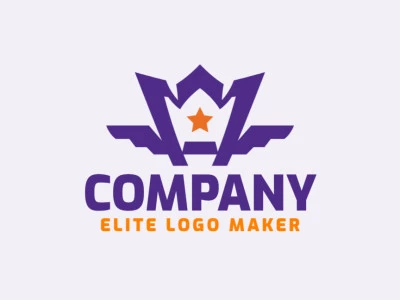 Customizable logo in the shape of a crown combined with wings, with an abstract style, the colors used was blue and orange.