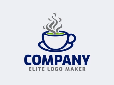 Vector logo in the shape of a cup with abstract style with green, grey, and dark blue colors.