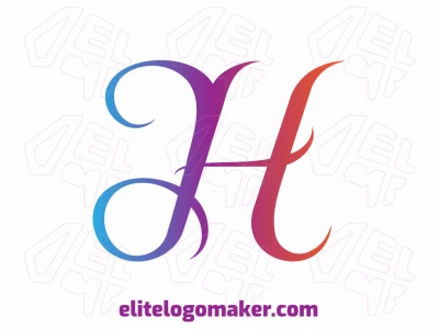 A graceful and cheap logo featuring a cursive letter 'H' with a soft gradient blend of purple and pink, adding elegance to the design.