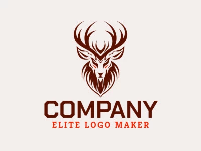 Logo template for sale in the shape of a deer, the colors used was orange and dark brown.