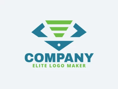 Ready-made logo in the shape of a diamond combined with a wifi icon formed of the original design and simple style, all texts are customizable.