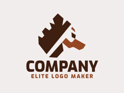 Simple and professional logo design in the shape of a dog head with simple style, the color used is brown.