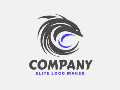 Modern logo in the shape of a dolphin with professional design and tribal style.