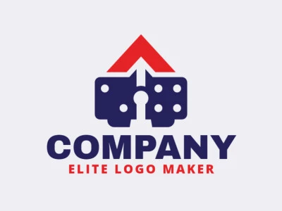 Creative logo in the shape of a domino combined with a house, with a refined design and abstract style.