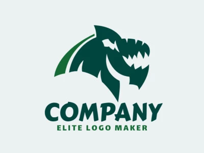 Dragon logo composed of solid shapes and abstract style, the color used is green.