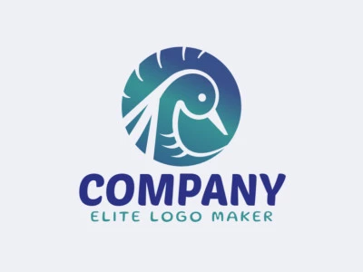 Elegant logo with abstract shapes forming a duck with gradient design with blue and green colors.