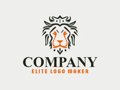 Create a vectorized logo showcasing a contemporary design of a dynamic lion and handcrafted style, with a touch of sophistication with orange and dark brown colors.