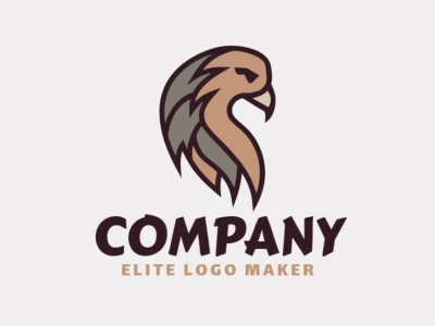 Stylized logo design in the shape of an eagle head composed of lines and abstract shapes with gray, brown, and beige colors.