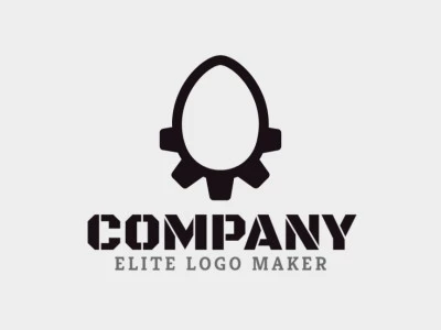 Logo available for sale in the shape of an egg combined with gear, with minimalist style and black color.