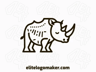 A different logo design featuring an elegant rhino in monoline style, showcasing simplicity and sophistication.