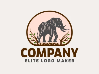 Inspired by nature's majesty, this abstract logo features an elephant surrounded by vibrant trees. The harmonious blend of green, brown, grey, and pink colors creates a captivating visual, representing balance, strength, and the beauty of the natural world.