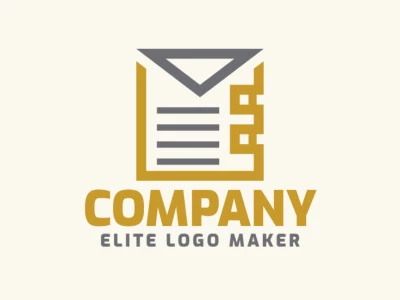 Abstract logo design created with geometric shapes forming an envelope combined with a padlock with yellow and gray colors.