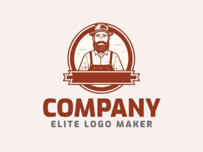 Creative logo in the shape of a farmer with a memorable design and abstract style, the colors used were brown and beige.