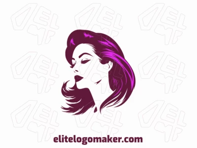 Simple logo with a refined design forming a female face, the colors used were purple and pink.