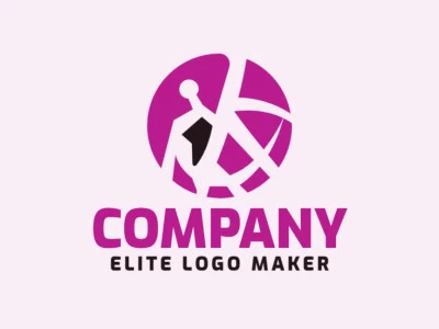 Elegant logo with abstract shapes forming a flamingo with a circular design with pink and black colors.