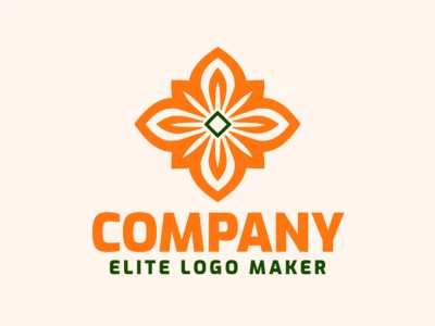 A simple yet striking flower icon in vibrant orange and deep green, making a memorable logo design.