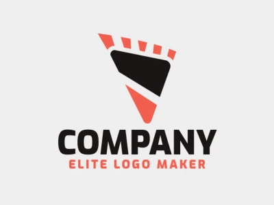 Simple logo with the shape of a footprint combined with a play icon with black and orange colors.