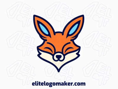 A minimalist and creative logo featuring a fox in blue, orange, and beige, perfect for symbolizing agility and cleverness.