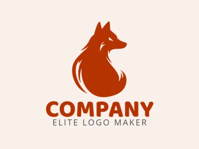 Vector logo in the shape of a fox sitting with a simple design and red color.